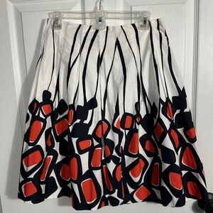 Talbots size 6 skirt, A-line, full, graphic pattern, 100% cotton, pleats, spring